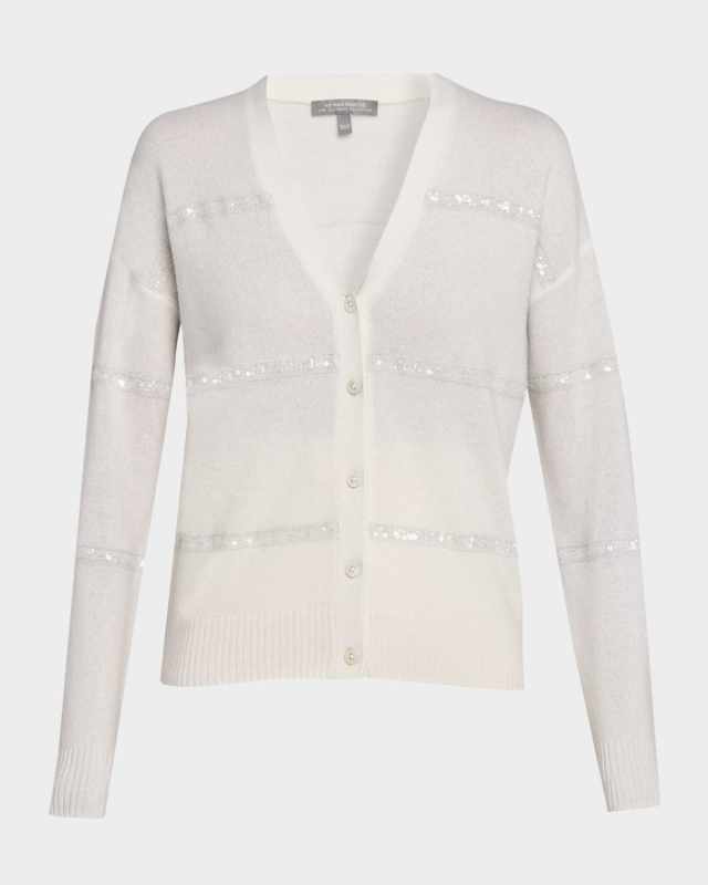 Cashmere Sequin Striped Cardigan